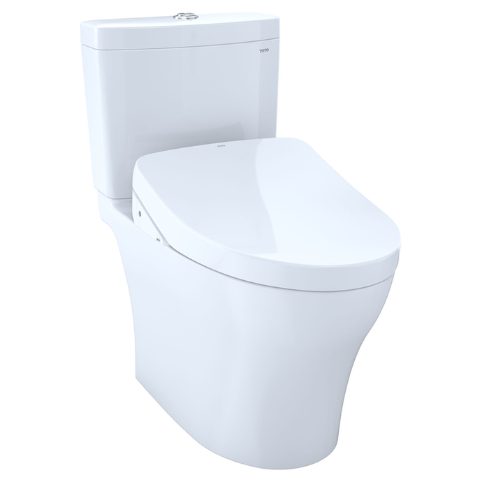 TOTO Aquia IV Two-Piece Toilet w/ WASHLET+ S500e in Cotton, 1.28 or 0.8 GPF, Auto Flush, Universal Height - TOTO MW4463046CEMFGA#01
