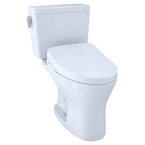 TOTO Drake Two-Piece Toilet w/ WASHLET+ S550e in Cotton, 1.28 or 0.8 GPF, Universal Height - TOTO MW7463056CEMFG#01